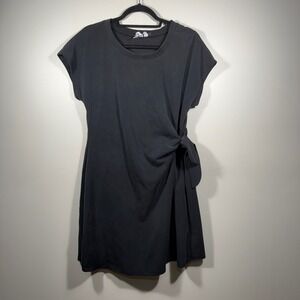 Cable & Gauge Black Tie Waist T-Shirt Dress Womens‎ Casual Comfy Minimalist
